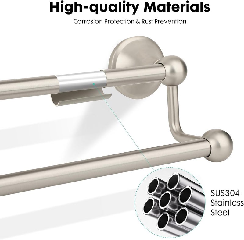 Ntipox Antique Bathroom Double-Towel Bar Brushed Nickel, 24 Inch Towel Racks for Bathroom Wall Mounted,Bathroom Accessories Towel Holder,Bathroom TwoTowel Rod Hanger - Image 3